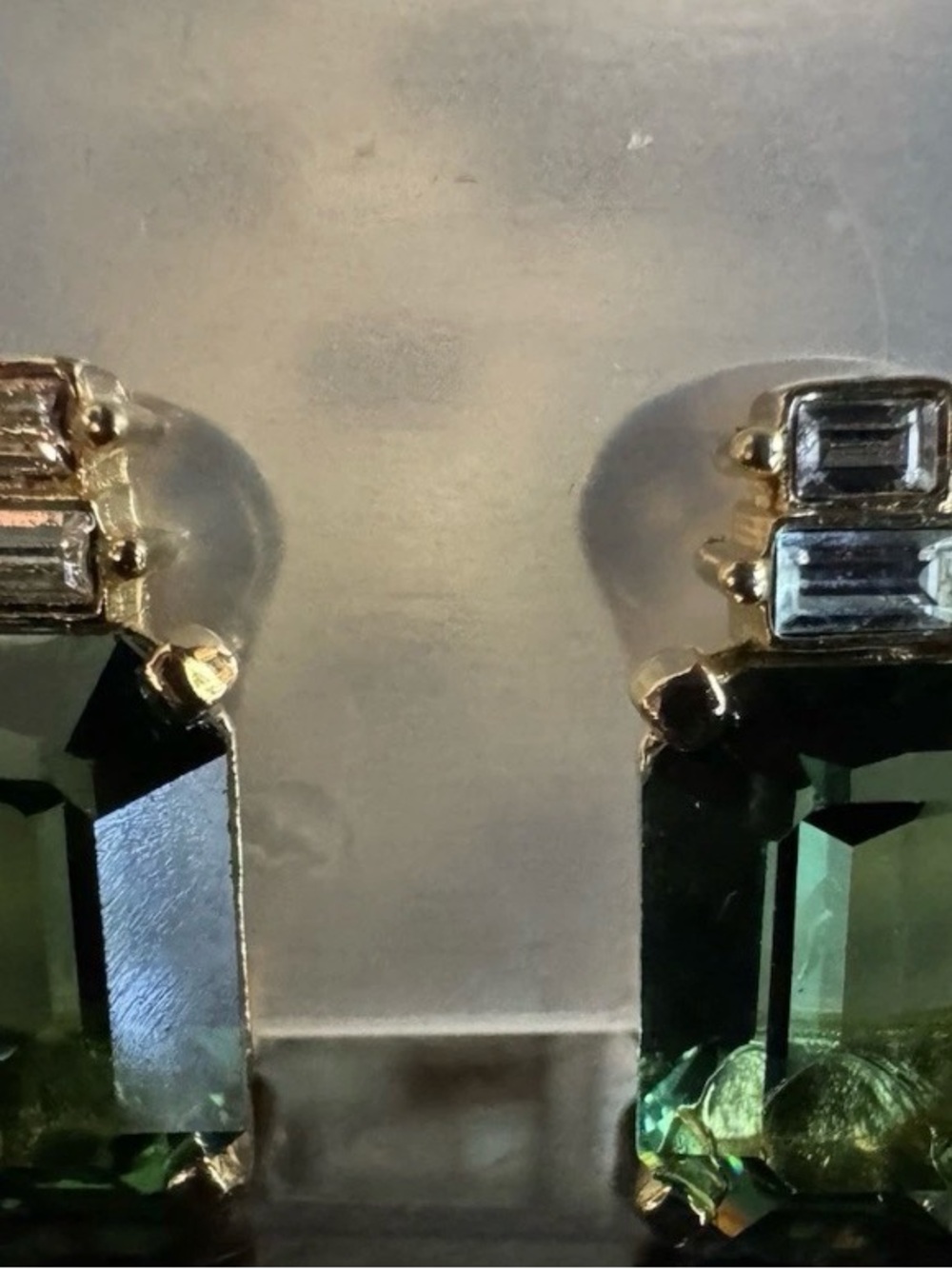 Vintage Christian Dior Gold Emerald Green Crystal Runway Earrings - Picture 7 of 9